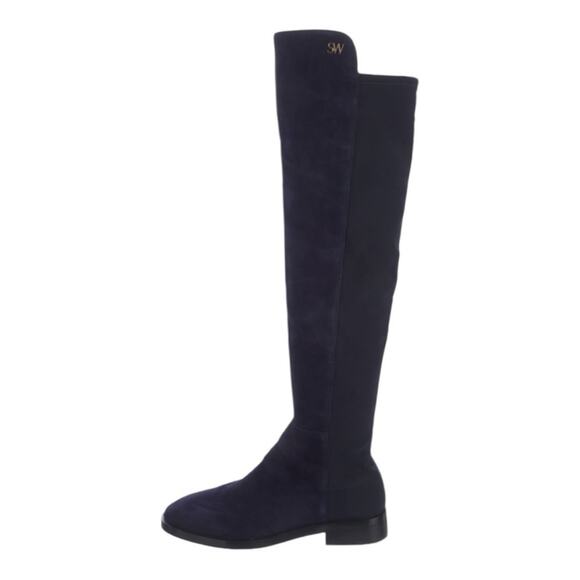 Stuart Weitzman Women's Blue Midland Nice Knee High Riding Heeled Boots Size 5.5 - Picture 4 of 6